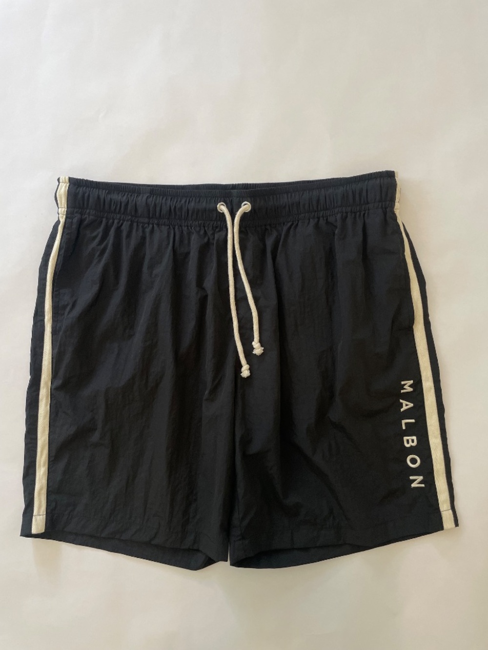 Malbon Golf Black Nylon Drawstring Shorts Mens XL, Athletic Swim Trunks